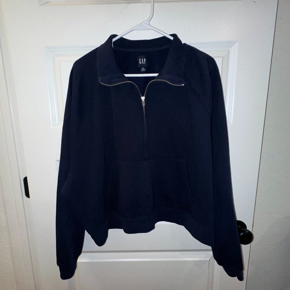 XL Gap Quarter Zip Cropped Navy Sweatshirt
